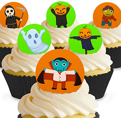 Cakeshop 12 x PRE-CUT Halloween Character Edible Cake Toppers