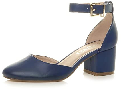 AJVANI Low mid Block Heel Ankle Strap Court Shoes Sandals Size 5 38