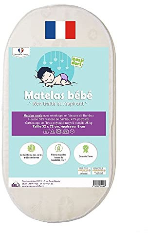 Easy dort Matratze für Babykörbchen, Bambus, 32 x 72 x 5 cm