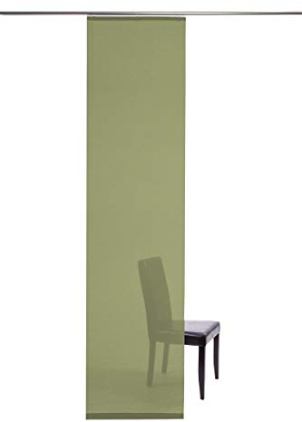 Homing halbtransparenter Flächenvorhang Uni Schiebegardine grün (1 Stück), Wohnzimmer Schlafzimmer Kinderzimmer 245 x 60 cm