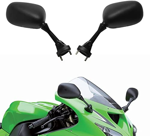 Tengchang Motorrad Links Rechts Schwarz Rückspiegel Passt für Kawasaki Ninja ZX10R ZX6R 2004 2005 2006 2007 2008 2009 2010