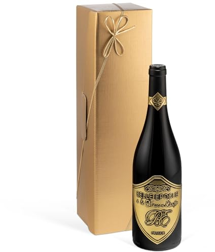 Luxus Weingeschenk für Bordeaux-Liebhaber | Belle Epoque á la Maison Laufèr Rotwein (0,75L) im Geschenk Set gold (Frankreich) Syrah im Eichenholzfass gereift