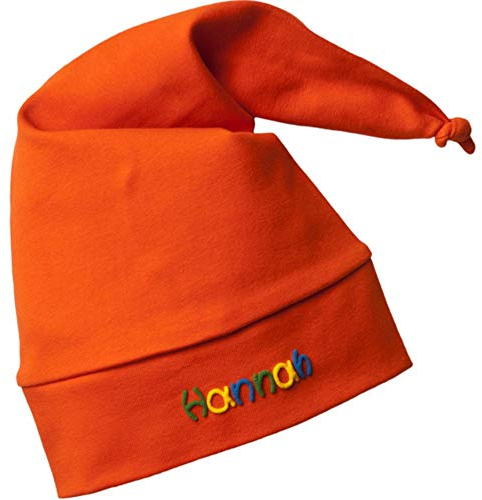 mein-name Zipfelmütze Kindermütze Kinder Haube Personalisierte Mütze für Junge Mädchen Kinder Kinderhaube nit Zipfel, Farbe:orange