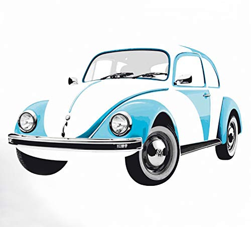 BRISA VW Collection - Volkswagen Selbstklebendes Wand-Tattoo-Aufkleber-Dekoration-Poster mit Käfer Design (Beetle Front/Blau)
