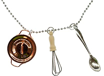 Miniblings 3er Kochen Küche Halskette - Handmade Modeschmuck I Kette mit Anhänger Länge: 80cm - Schneebesen Topf Löffel