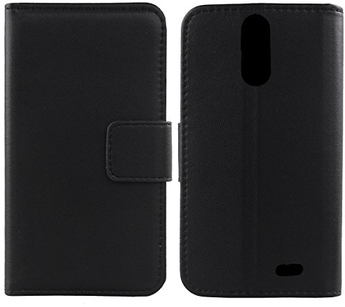 Gukas Design Echt Leder Tasche Für Vernee Thor 5 Hülle Lederhülle Handyhülle Handy Flip Brieftasche mit Kartenfächer Schutz Protektiv Genuine Premium Case Cover Etui Skin (Schwarz)