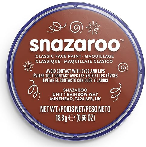 Snazaroo 1118977 Schminkfarbe - Rostbraun, 18ml Topf - hautfreundliche Gesichtschminke auf Wasserbasis, wasservermalbar, parabenfrei, Face & Bodypaint Farbe für Kinder & Erwachsene