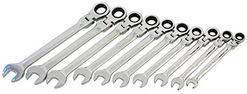 Neilsen CT3229 10pc Swivel-Head Ratchet Spanner Set - 10mm to 19mm Flexible Head Ratchet Wrenches