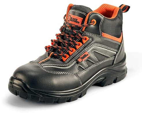 BLACK HAMMER Sicherheitsstiefel Herren S3 SRC Sicherheit Stiefel Verbundstoff Kappe Und Kevlar Zwischensohle Atmungsaktiv Leicht Arbeitsschuhe Metallfrei Knöchelhoch Wanderschuhe 8852 (45 EU)