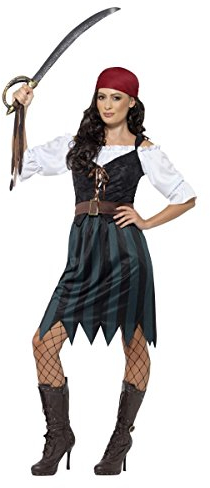 Pirate Deckhand Costume, Blue, with Shirt, Mock Waistcoat, Skirt, Belt & Bandana, (PLUS X1)