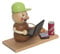 Drechslerei Kuhnert Rauchmann/Räucherfigur - Rauchwurm aus Holz - Rudi & ROSI - Motiv: Computer-Rudi - Höhe: ca. 14cm - Made in Germany