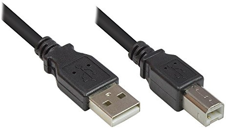 Anschlusskabel USB 2.0 Stecker A an Stecker B, Schwarz, 1,8m, Good Connections®
