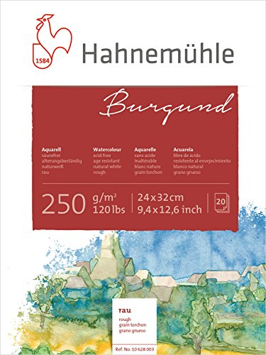 Hahnemühle Aquarellkarton Burgund, rau, 250 g/m², 24 x 32 cm, 20 Blatt