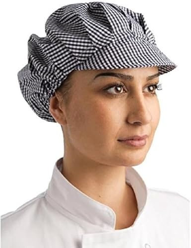 Whites Chefs Apparel B257 Cappello con Visiera, Blu e Bianco a Quadretti