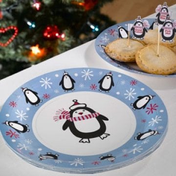 Neviti Party Penguin Paper Plate, Pack of 8, White/Blue