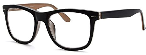 Eyekepper Design Reading Glasses Square Large Lenses Reader Eyeglasses for Women Reading Spring-Hinges Black-Brown