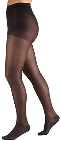 Truform 15-20 mmHg Compression Pantyhose, Sheer 20 Denier Women's Shaping Tights, Black, Medium