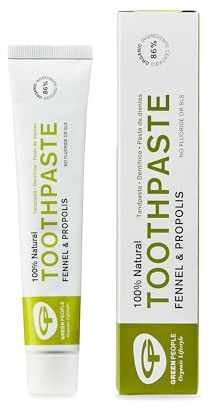 Green People Fennel & Propolis Toothpaste, 50ml | 100% Natural Non-Mint Toothpaste for Sensitive Gums, Fluoride and SLS Free, Organic and Cruelty Free