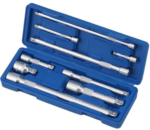 9 x Kipp-Verlängerungen Satz Kippvierkantantrieb 1/4 + 3/8 + 1/2-Antrieb für Knarren, Ratschen, Drehmomentschlüsseln, Gleitgriffe und Knebel aus Chrom-Vanadium-Stahl Inkl. robuste Kunststoffbox