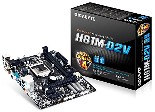 Gigabyte GA-H81M-D2V Mainboard Sockel LGA 1150 (Micro-ATX, Intel H81, 2X DDR3 Speicher, 2X SATA III, DVI-D, RJ-45, 4X USB 3.0)