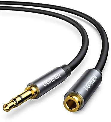 UGREEN 3.5mm Extension Cable 16.4FT Stereo Audio Auxiliary Jack Extender Lead Headphone Aux Extension Cord Male to Female Compatible with Headset Car TV PC MP3 Player Speaker Home Studio (5M)