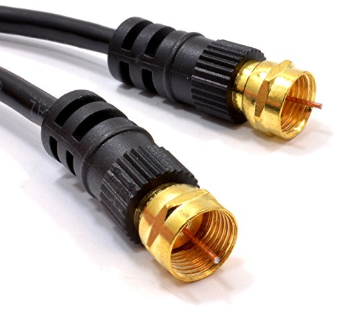 kenable Satellite F Connector Plug to Plug Cable RG59 Coaxial 75 Ohm Gold Plated Black 2m