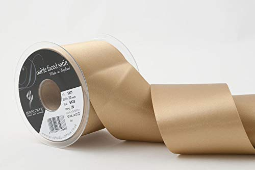 Berisfords 70 mm x 20 m Double Faced Satin Ribbon, Straw