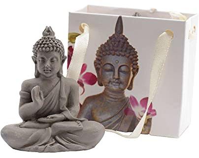 Buddha, Figur klein mit Geschenktasche, 5 x 5,5
