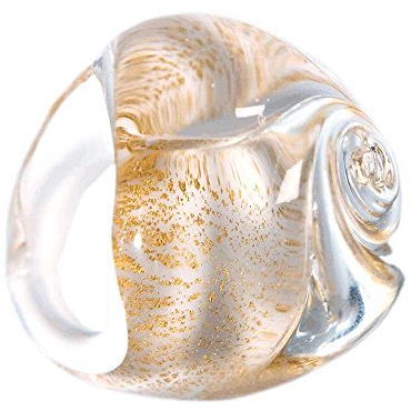 PR Lampwork Anello a Rosa in Vetro di Murano con Foglia Oro Lavorazione Artigianale
