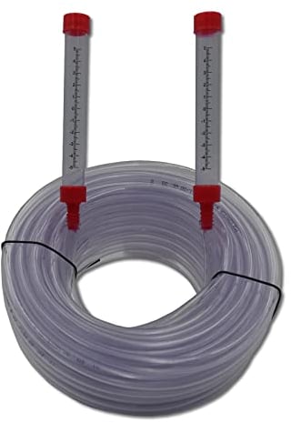 DEWEPRO® Schlauchwaage - Schlauchwasserwaage - komplett mit skalierten Acrylglas-Röhrchen - Werkzeug zum Bemessen von Höhenunterschiede - Länge: 15m