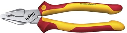 Wiha Kraftkombizange Professional electric mit DynamicJoint® (einzigartige Gelenkkonstruktion für bessere Kraftübertragung) und OptiGrip mit extra langer Schneide in Blister (27420) 200 mm Zange für Elektriker, VDE geprüft, stückgeprüft, stabil und robust