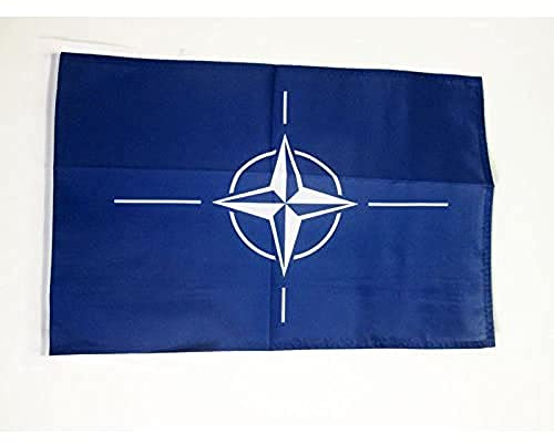 BANDERA de la OTAN 45x30cm - BANDERINA DE LA OTAN 30 x 45 cm cordeles - AZ FLAG
