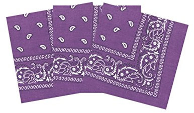 Lot de 3 bandanas paisley violet clair - Foulard coton motif cachemire vendu par 3