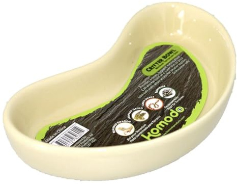 Komodo Kidney Bowl Dishwasher Safe Durable Hygienic Food Water Terrarium Critter Feeding Dish Pets Accessory for Reptiles - Small | Kidney-shaped reptile water & food dish – for amphibians, invertebrates and hatchling geckos, snakes & lizards