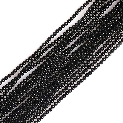 Sweet & Happy Girl's Store 2 mm runde Schwarze Achatperlen, Strand-Perlen