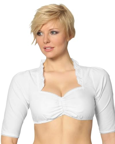 Stockerpoint Dirndlbluse Clara I Größe 32-52 I Damen Bluse mit elegantem Kragen & Spitze I Verstellbare Ausschnittsweite I Bequem & pflegeleicht I Perfekt für Trachten & Festlichkeiten