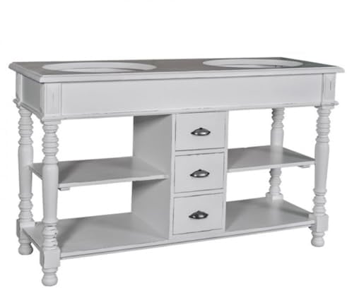 Casa Padrino Landhaus Stil Waschschrank Waschtisch inkl 2 Waschbecken mit Schubladen San Sebastian - Bad Schrank Massivholz, Farbe:Shabby Chic Weiß