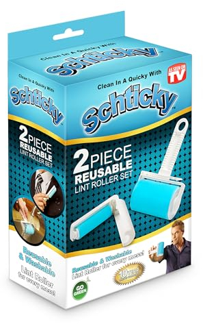 Schticky Lint Roller Set - Reusable & Washable Lint Roller Cleaner for Clothes Sofa Furniture Car Cat Dog Hair - Clean in a Quickly with Schticky (2 Piece) (2 Piece)