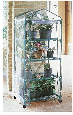 Verdemax - Serra da Terrazzo A 4 Ripiani Modello Siena Garden con Ruote