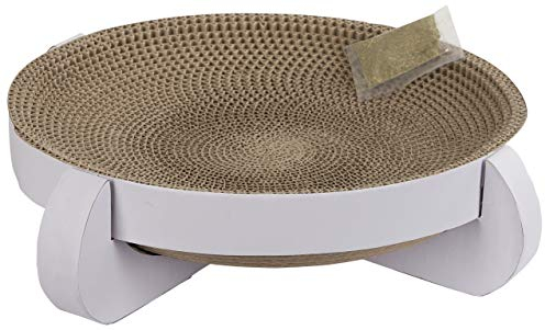 Kerbl Pet Pet Platinum - Tabla de rascar para Gatos, 100% reciclable, Incluye Hierba gatera, Tabla de rascar de cartón Ondulado para Dormir, Jugar o arañar