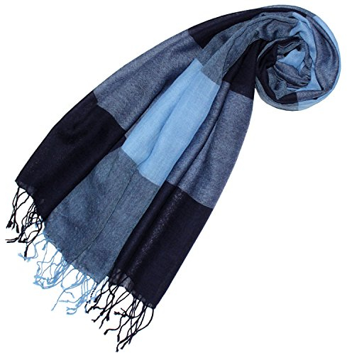 Lorenzo Cana Damen Pashmina Schal Schaltuch 50% Kaschmir 50% Wolle Stola Tuch Umschlagtuch Uni Damenschal Damentuch Damen Blau Töne 78468