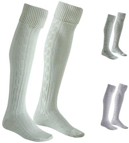 German Wear EXTRA Lange Trachtensocken Strümpfe Trachtenlederhose Socken aus Wolle Natur 75cm, Größe:43-46