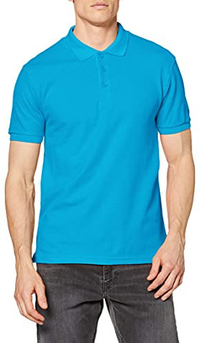 Fruit of the Loom Men's Premium Short Sleeve Polo Shirt, Azure, Large