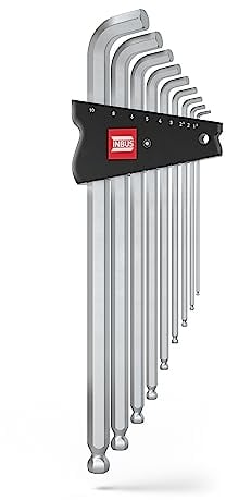 INBUS® 70211 Winkelschraubendreher Set 9tlg, 1.5–10mm, mit 100° Winkel & Kugelkopf — Made in Germany