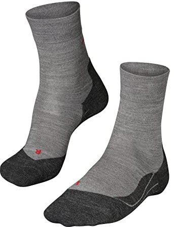 Falke Men'S Ru4 Endurance Wool Running Socks, Merino, Breathable Quick Dry, Mid Calf, Medium Cushion, Athletic Sock, Grey (Light Grey Melange 3830), 10.5-11.5, 1 Pair