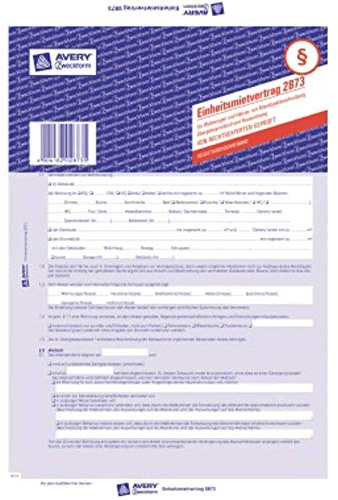 Avery Zweckform 2873 Einheitsmietvertrag A4/4-seitig SD mit Übergabeprotokoll