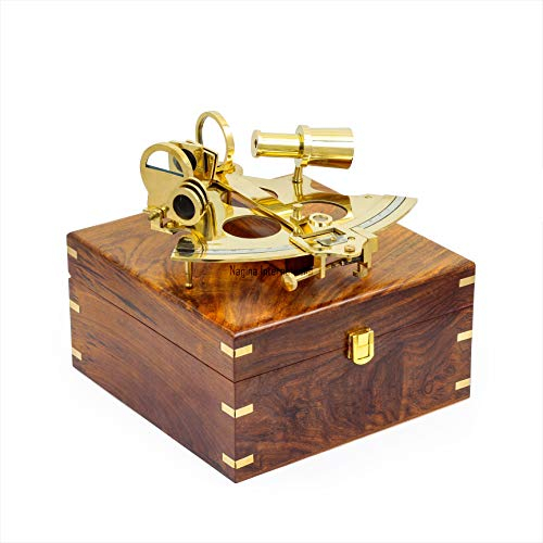 Large Brass Sextant W/Wooden Box - 10 - Nautical Navigation Collection