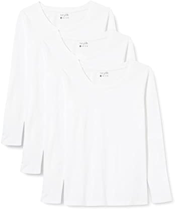 berydale Damen BD159 Langarmshirt, Weiß (3er Pack), M