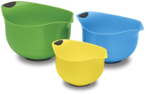 Cuisinart Plastic Set of 3 BPA-Free Mixing Bowls, Multicolored