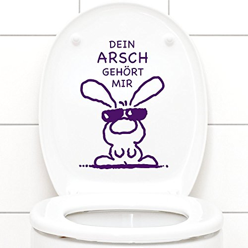 Grandora Wandtattoo WC Aufkleber Dein Arsch gehört Mir I violett (BxH) 19 x 27 cm I Hase Sonnenbrille Bad Toilette Wandsticker Wandaufkleber Sticker W772